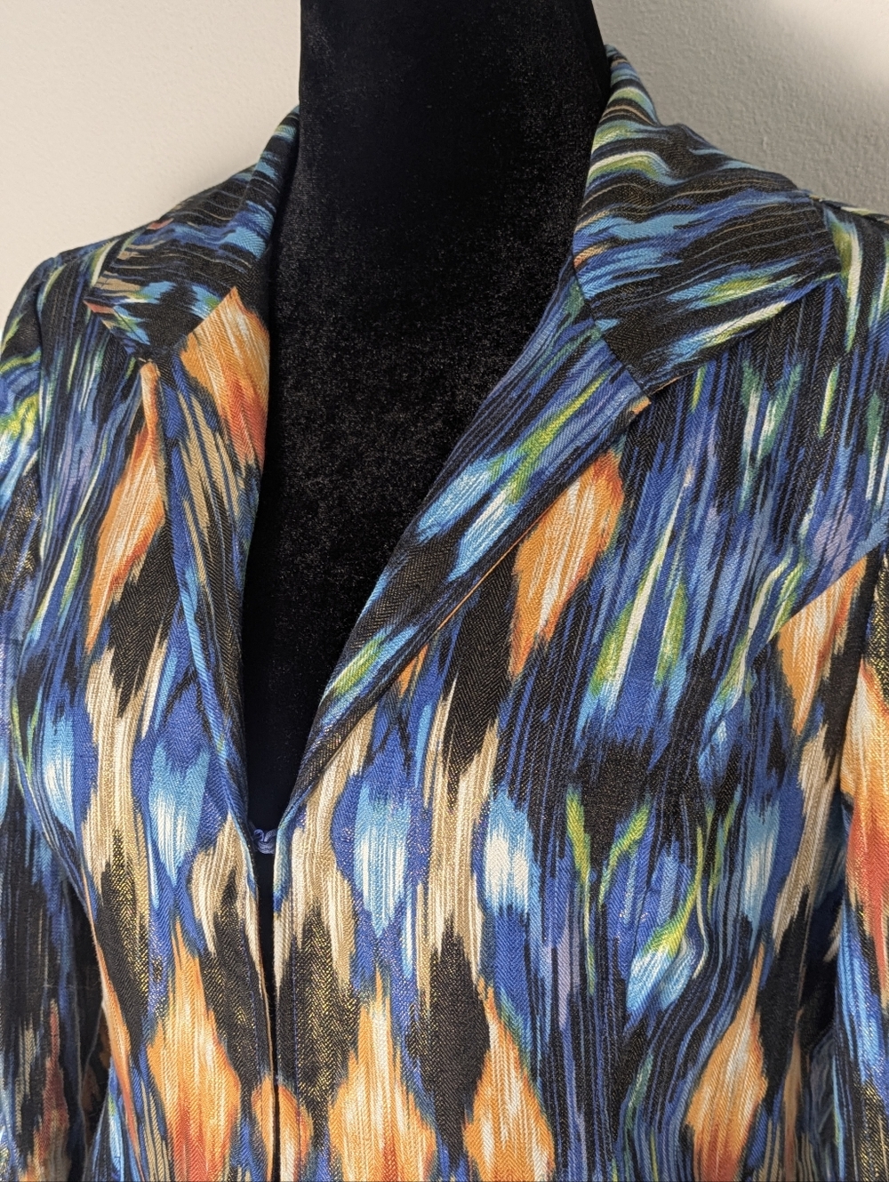 Chico's Women's Linen Blend 3/4 Sleeve Lightweight Jacket Colorful Chic SZ M EUC - Picture 3 of 9